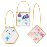 MHM Glass Floating Frame for Pressed Flowers - 4x4 (Bundle of (3) 4x4 Hexagon, Diamond, Square) Wall Hanging Double Glass Frame for Dried Wildflowers, Photos, and Postcards