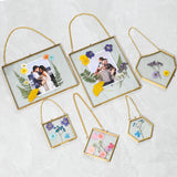 MHM Brass Wall Hanging Photo Frames, Gold Frames that Display Dried Plants, Flowers Artwork with double Pressed Glass (8x10, Gold - Horizontal)