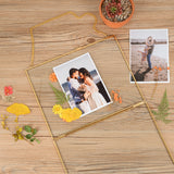 MHM Brass Wall Hanging Photo Frames, Gold Frames that Display Dried Plants, Flowers Artwork with double Pressed Glass (8x10, Gold - Horizontal)