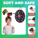 MHM's Interactive LED Dart Board Set with 2 Toy Guns & 20 Bullets | Indoor & Outdoor Fun Games for Kids 8-12 | Juegos para Niños | Perfect Boy Gifts | Double-Sided Dart Board for Kids