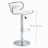 SET of 2 Bar Stools Black PU Leather Modern Hydraulic Swivel Dinning Chair