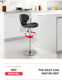 SET of 2 Bar Stools Black PU Leather Modern Hydraulic Swivel Dinning Chair