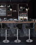 SET of 2 Bar Stools Black PU Leather Modern Hydraulic Swivel Dinning Chair