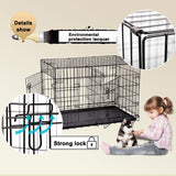 Black 48" 2 Door Pet Cage Folding Dog w/Divider Cat Crate Cage Kennel with Tray