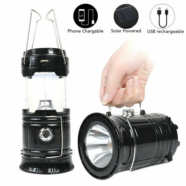 Solar Portable Rechargeable LED Camping Lantern Flashlight Lamp USB Po –  Modern Kitchen Maker