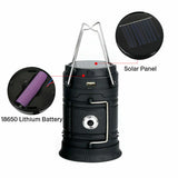Solar Portable Rechargeable LED Camping Lantern Flashlight Lamp USB Power Bank
