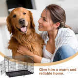 Black 48" 2 Door Pet Cage Folding Dog w/Divider Cat Crate Cage Kennel with Tray