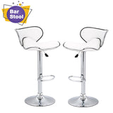 SET of 2 Bar Stools Black PU Leather Modern Hydraulic Swivel Dinning Chair