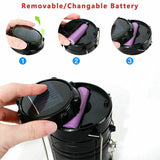 Solar Portable Rechargeable LED Camping Lantern Flashlight Lamp USB Power Bank