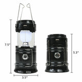 Solar Portable Rechargeable LED Camping Lantern Flashlight Lamp USB Power Bank