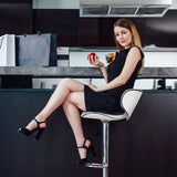 SET of 2 Bar Stools Black PU Leather Modern Hydraulic Swivel Dinning Chair