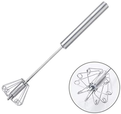 1pc Semi-automatic Rotation Egg Whisk,Minimalist Stainless Steel