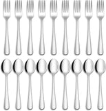 Stainless Steel Silverware Set, Utensil Set, 24-Pieces Spoon and Fork Cutlery Flatware Set for Home, Kitchen and Restaurant, Mirror Polished, Dishwasher Safe