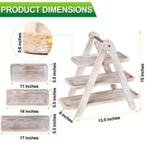 MHM 3 Tier Serving Tray Farmhouse Rustic Gray Wooden 3-Tier Serving Tray - 3 Tier Cupcake Stand Collapsible White Grey Rustic Serving Tray for Parties and Picnics