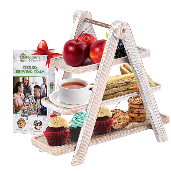 StarPack Farmhouse Style 3 Tiered Serving Tray - Rustic Kitchen