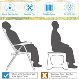 Patio Folding Chairs Black (Set of 2) Adjustable Reclining Back Padded Breathable Seats