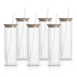 MHM Glass Sublimation Tumblers Sublimation Glass Blank Tumbler Skinny Frosted 20oz with Bamboo Lid and Straw Sublimation Cups Frosted Glass Sublimation Tumbler