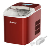 Portable Ice Maker Machine Countertop Residential w/ LCD Display & Ice Scoop Red
