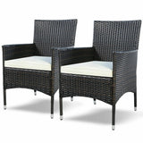 Outdoor Rattan Wicker Dining Seats with Cushions (Set of 2)