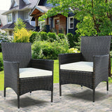 Outdoor Rattan Wicker Dining Seats with Cushions (Set of 2)