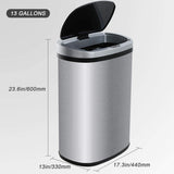 Touchless Trash Can Automatic Touch Free Kitchen Trash Can 13 Gallons Stainless Steel