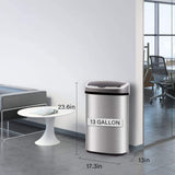 Touchless Trash Can Automatic Touch Free Kitchen Trash Can 13 Gallons Stainless Steel