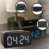 Wireless Charging Radio Clock Alarm Clock with Bluetooth Speakers - ModernKitchenMaker.com