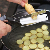 2 In 1 Stainless Steel Multi-Function Kitchen Scissors Knife + Board - ModernKitchenMaker.com