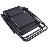 (2 Piece Set) Zero Gravity  Reclining Lounge Chair for Beach or Outdoor w/ Utility Tray (Black) - ModernKitchenMaker.com