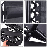 (2 Piece Set) Zero Gravity  Reclining Lounge Chair for Beach or Outdoor w/ Utility Tray (Black) - ModernKitchenMaker.com