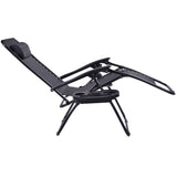 (2 Piece Set) Zero Gravity  Reclining Lounge Chair for Beach or Outdoor w/ Utility Tray (Black) - ModernKitchenMaker.com