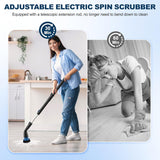 Electric Spin Scrubber, Cordless Cleaning Brush With 4 Replaceable Brush Heads And Adjustable Extension Handle Power Shower Scrubber For Bathroom, Kitchen, Tub, Tile, Floor