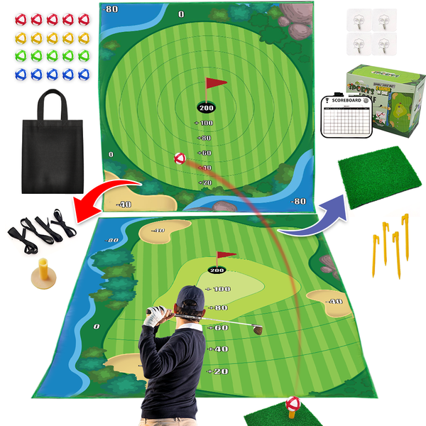 MHM's Ultimate Indoor Golf Chipping Game Mat - Premium Practice Mat - Ideal Golf Simulator for Home Use