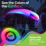 MHM Rainbow LED Flying Disc - LED Frisbee -Bright Illumination, Intelligent Modes, Auto Light-Up, Rechargeable