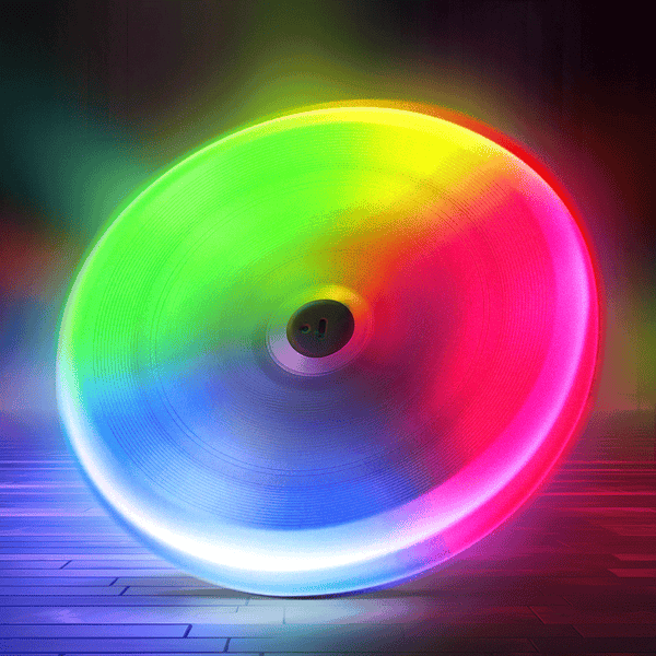 MHM Rainbow LED Flying Disc - LED Frisbee -Bright Illumination, Intelligent Modes, Auto Light-Up, Rechargeable