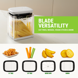 All-in-One French Fry Cutter for Potatoes and Strawberry Slicer – 4 Blade Fruit & Vegetable Slicer, Premium Chopper with Wedge, Garnish, and Strawberry Cutter Cup