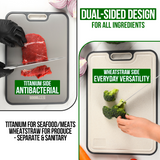 Titanium Cutting Board for Kitchen, Cutting Board Double Sided Food Grade, Pure Titanium and Wheat Straw PP, Easy to Clean Large Size 16”×11