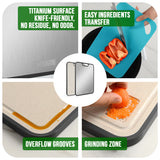 Titanium Cutting Board for Kitchen, Cutting Board Double Sided Food Grade, Pure Titanium and Wheat Straw PP, Easy to Clean Large Size 16”×11