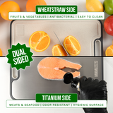 Titanium Cutting Board for Kitchen, Cutting Board Double Sided Food Grade, Pure Titanium and Wheat Straw PP, Easy to Clean Large Size 16”×11