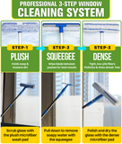 MHM's Window Squeegee for Home – 3-in-1 Window Cleaning Kit with Extendable Handle, Dual Microfiber Pads & Squeegee – Complete Window Cleaning Tool for Shower Doors, Glass, Walls & Mirrors