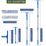 MHM's Window Squeegee for Home – 3-in-1 Window Cleaning Kit with Extendable Handle, Dual Microfiber Pads & Squeegee – Complete Window Cleaning Tool for Shower Doors, Glass, Walls & Mirrors