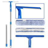 MHM's Window Squeegee for Home – 3-in-1 Window Cleaning Kit with Extendable Handle, Dual Microfiber Pads & Squeegee – Complete Window Cleaning Tool for Shower Doors, Glass, Walls & Mirrors