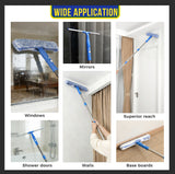 MHM's Window Squeegee for Home – 3-in-1 Window Cleaning Kit with Extendable Handle, Dual Microfiber Pads & Squeegee – Complete Window Cleaning Tool for Shower Doors, Glass, Walls & Mirrors