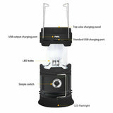 Solar Portable Rechargeable LED Camping Lantern Flashlight Lamp USB Power Bank