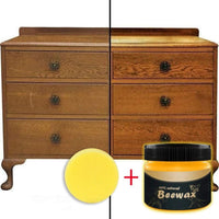 BeesWax for Wood, Wood Seasoning Beewax for Furniture and Wood Polish Comes with Yellow Sponge