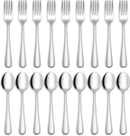 Stainless Steel Silverware Set, Utensil Set, 24-Pieces Spoon and Fork Cutlery Flatware Set for Home, Kitchen and Restaurant, Mirror Polished, Dishwasher Safe