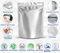 Mylar bags, Resealable Mylar Bags, Mylar Bags for Food Storage, Thick and Easy to Use & Seal 100 Mylar Bags for Food Storage for Grains, Dry Meat, Wheat, Rice, Dry Fruits