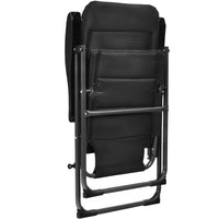 Patio Folding Chairs Black (Set of 2) Adjustable Reclining Back Padded Breathable Seats