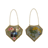 MHM Set of 2 or 3 Brass Wall Hanging Photo Frames, Gold Frames that Display Dried Plants, Flowers Artwork with Double Pressed Glass.