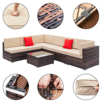 Outdoor Sectional Rattan Outdoor Sofa Set (7 Piece) PE Wicker for Patio Backyard Garden